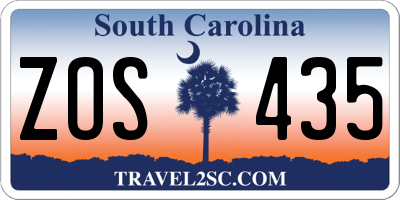 SC license plate ZOS435