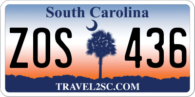 SC license plate ZOS436