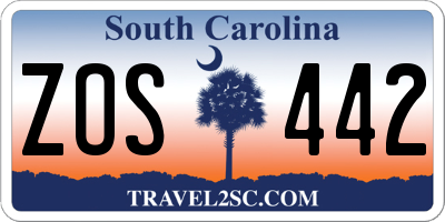 SC license plate ZOS442