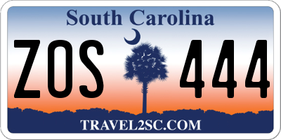 SC license plate ZOS444