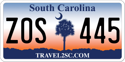 SC license plate ZOS445