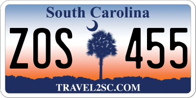 SC license plate ZOS455
