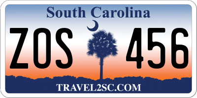 SC license plate ZOS456