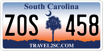 SC license plate ZOS458