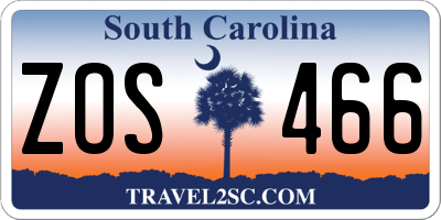 SC license plate ZOS466