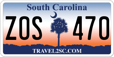 SC license plate ZOS470