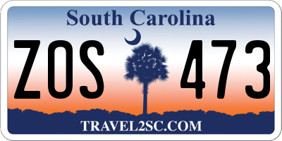 SC license plate ZOS473
