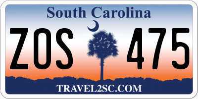 SC license plate ZOS475