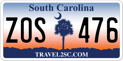 SC license plate ZOS476