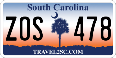 SC license plate ZOS478