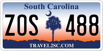 SC license plate ZOS488