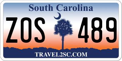 SC license plate ZOS489