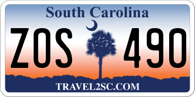 SC license plate ZOS490