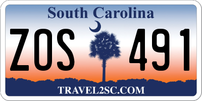 SC license plate ZOS491