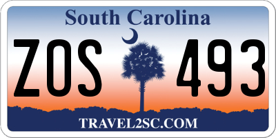 SC license plate ZOS493