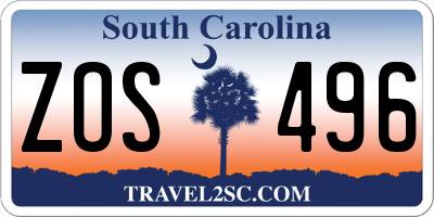 SC license plate ZOS496