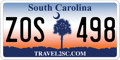 SC license plate ZOS498
