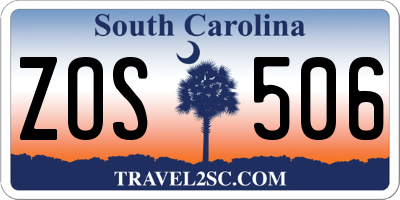 SC license plate ZOS506