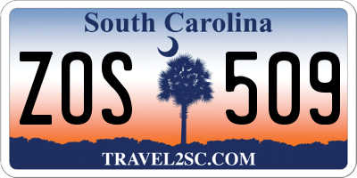 SC license plate ZOS509