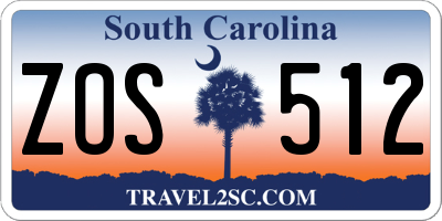 SC license plate ZOS512