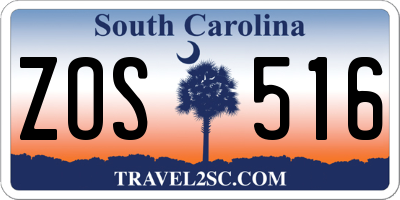 SC license plate ZOS516