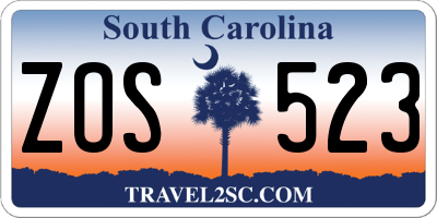 SC license plate ZOS523