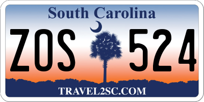 SC license plate ZOS524