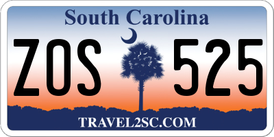SC license plate ZOS525
