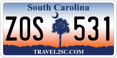 SC license plate ZOS531