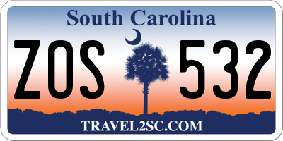SC license plate ZOS532