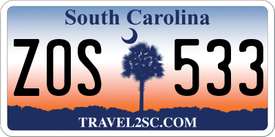 SC license plate ZOS533