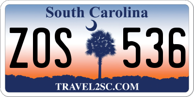 SC license plate ZOS536