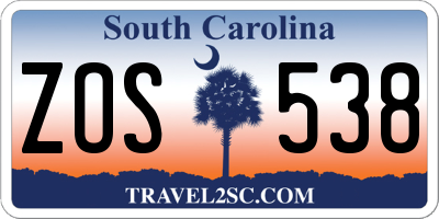SC license plate ZOS538