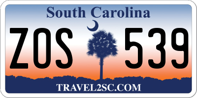 SC license plate ZOS539