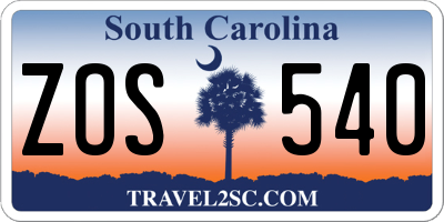 SC license plate ZOS540