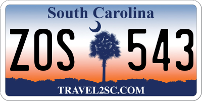 SC license plate ZOS543