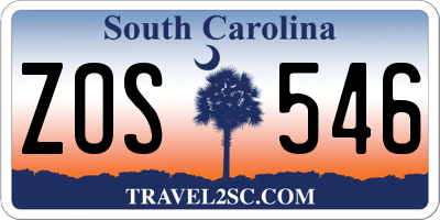 SC license plate ZOS546