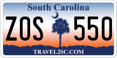 SC license plate ZOS550