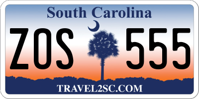 SC license plate ZOS555