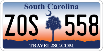 SC license plate ZOS558