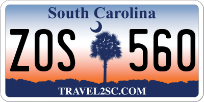 SC license plate ZOS560