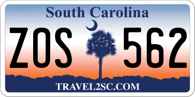 SC license plate ZOS562