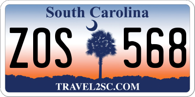 SC license plate ZOS568