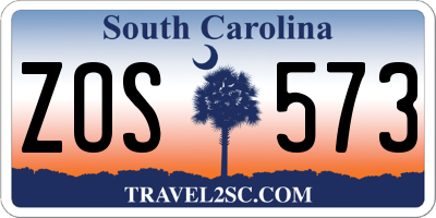 SC license plate ZOS573