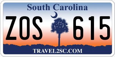 SC license plate ZOS615