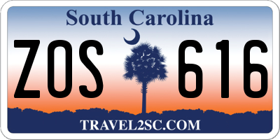 SC license plate ZOS616