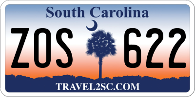 SC license plate ZOS622
