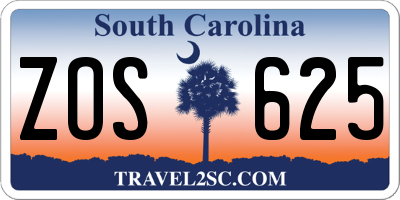 SC license plate ZOS625
