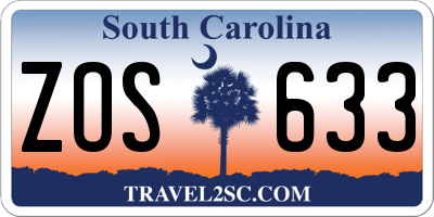 SC license plate ZOS633