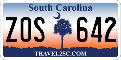 SC license plate ZOS642